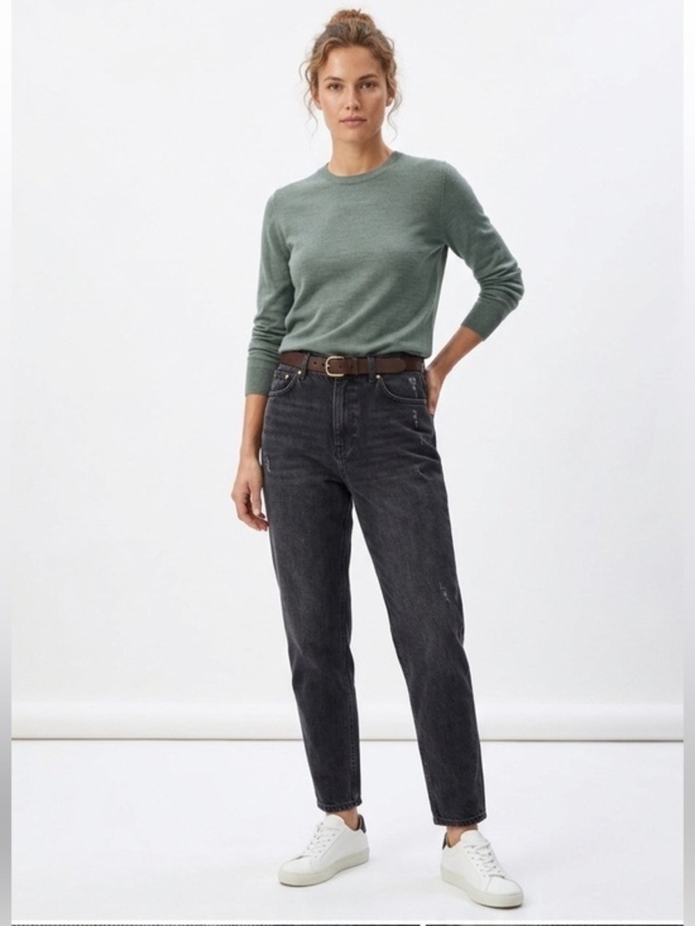 Topshop Black Highrise Mom Jeans Size 30 Cotton